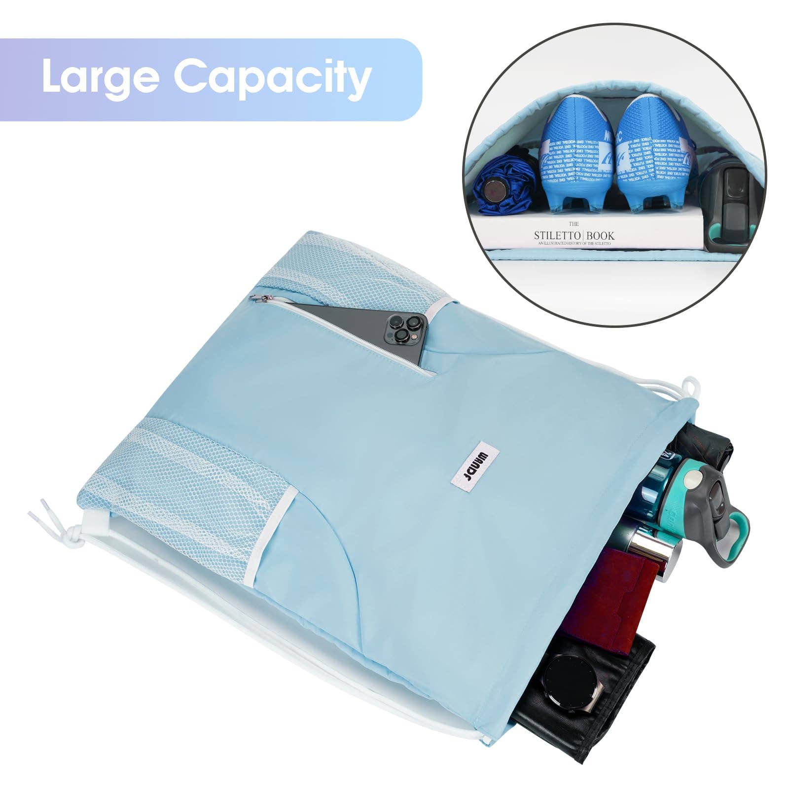 wandf - Vente Sac à cordon de serrage – unisexe - Sac à dos à cordon WF6038 Sports Gym avec poches en maille20