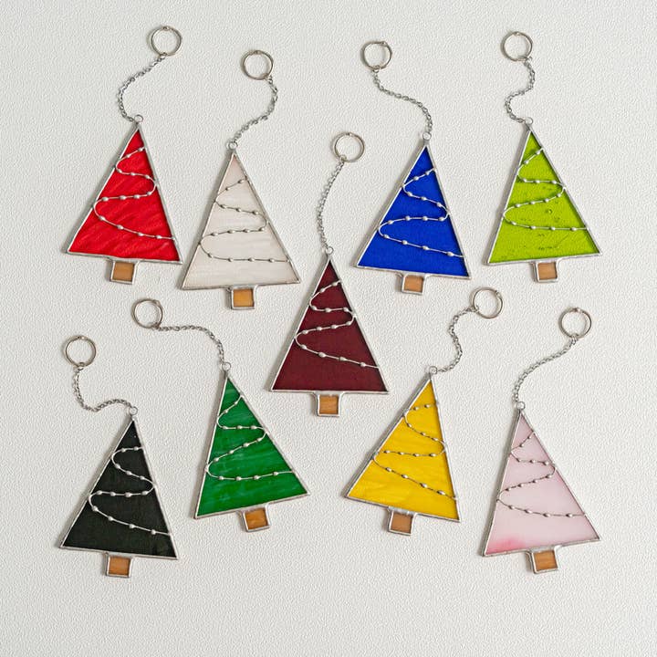 Stained Glass Xmas Tree Ornaments for Secret Santa Gift F91 for wholesale by MondoBellissimo