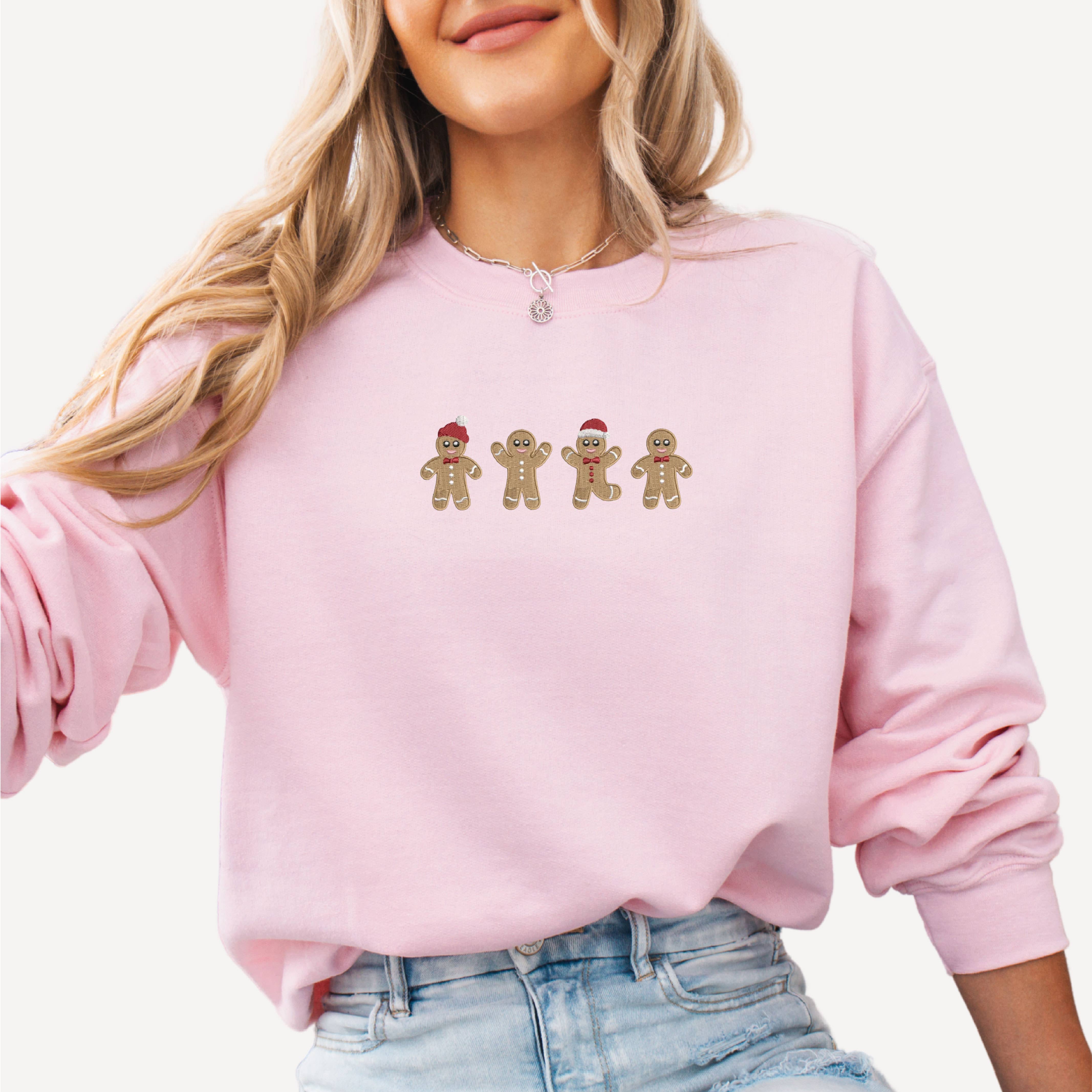 P E T I T R U E - Wholesale Sweatshirt - Women's - Embroidered Christmas Sweatshirt Gingerbread Man Crewneck4