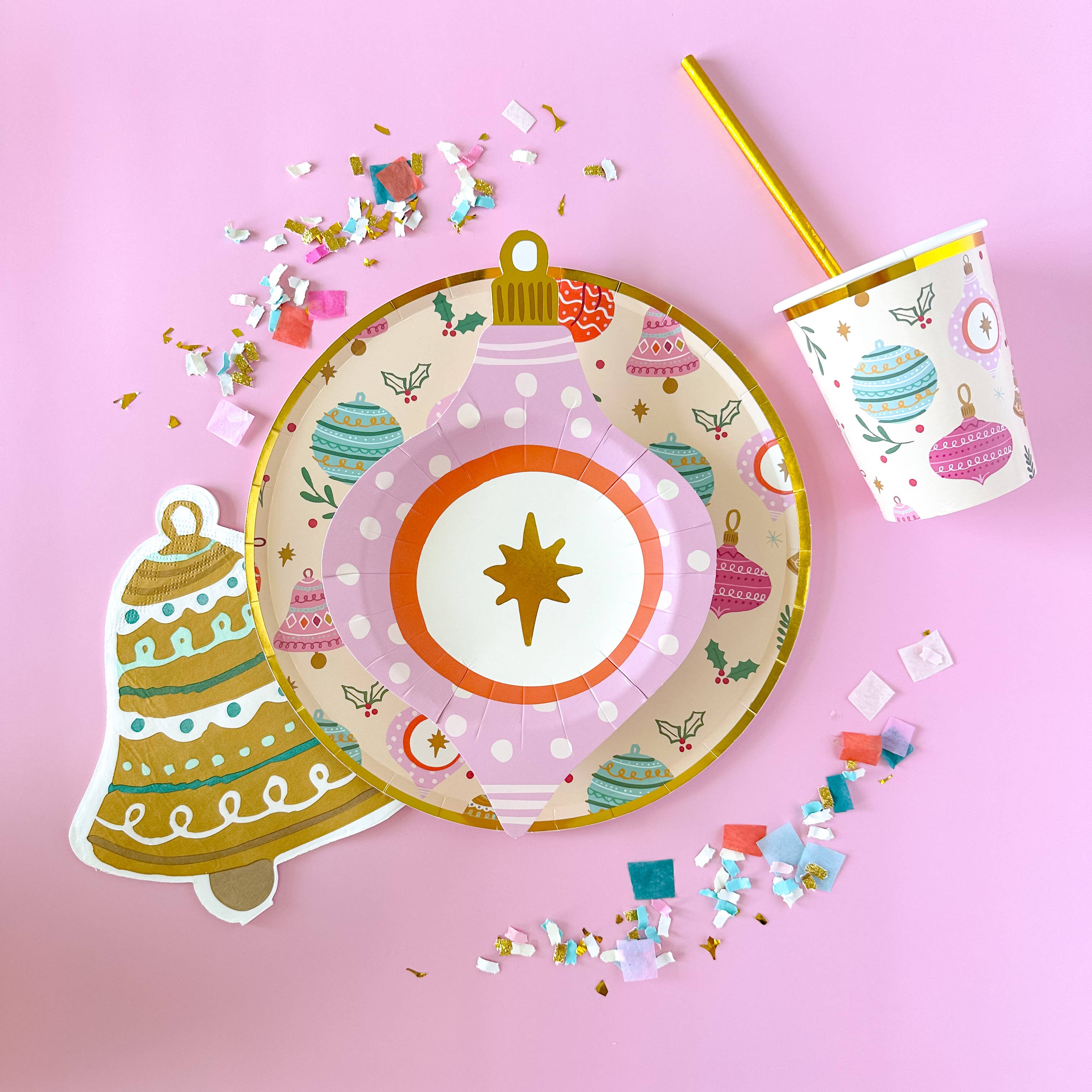 Busy Mama Party Co. - Wholesale Disposable Napkin - Vintage Christmas Bell Napkins1