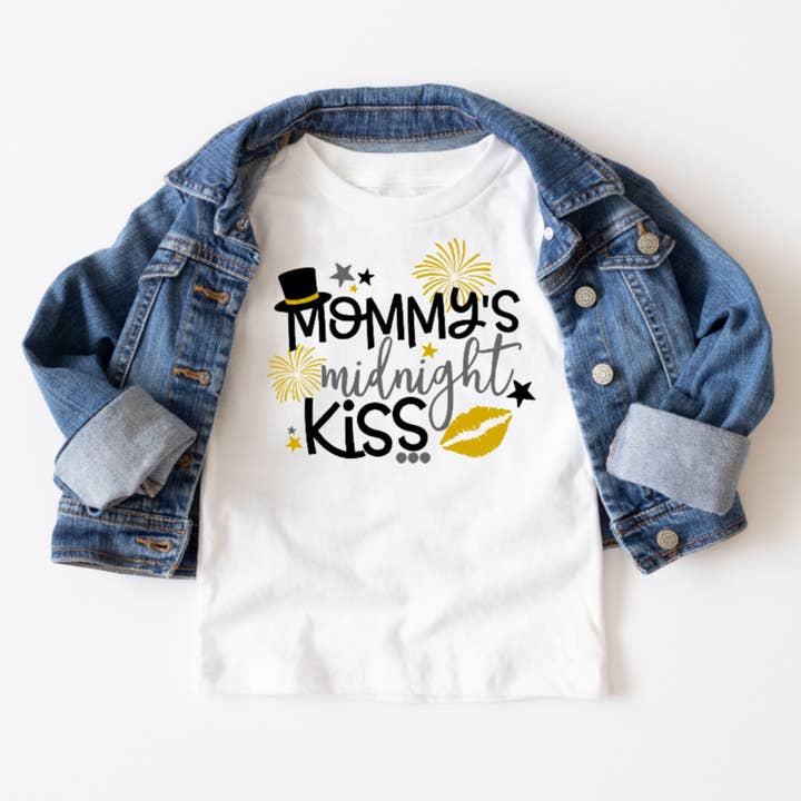 Mommy's New Year Kiss, New Years Eve Kids Tee Shirt for wholesale by AvaryMaeInspirations