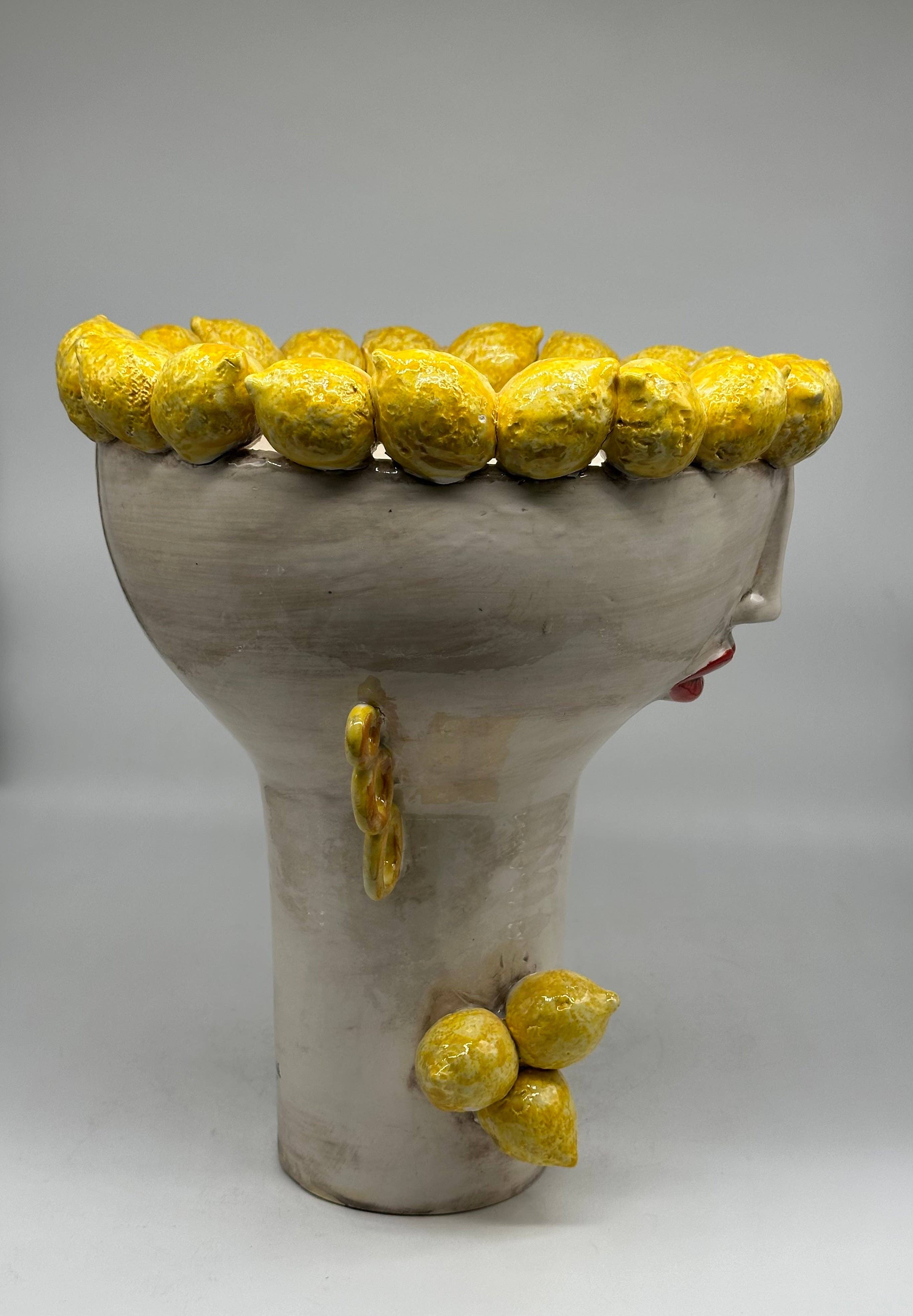 DD Ceramiche Siciliane - Wholesale Vase - Moorish Heads Citrus Ceramic Caltagirone cm H.35 L.28 Handmade4