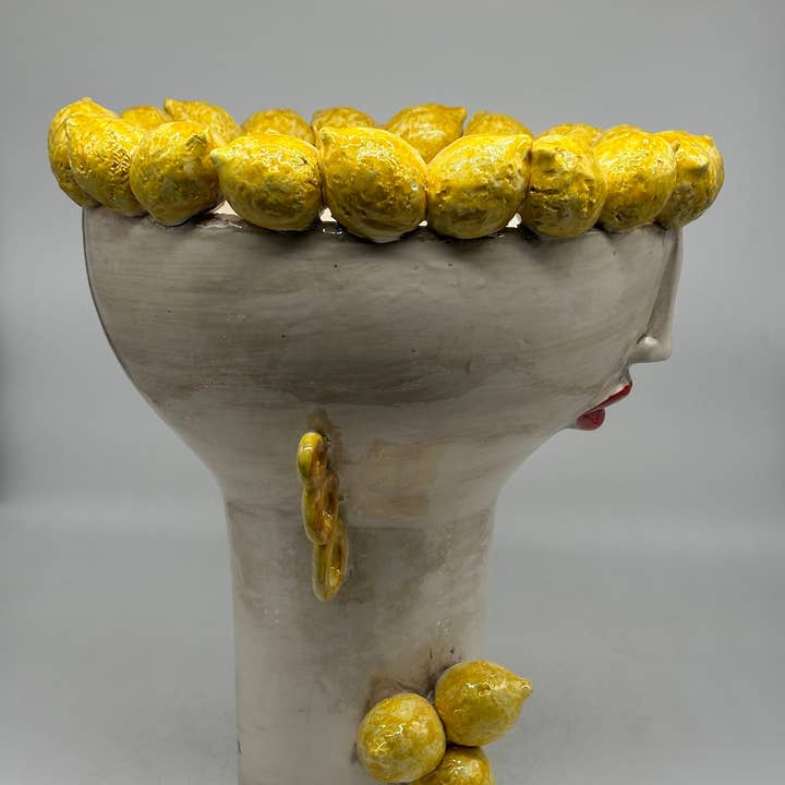 DD Ceramiche Siciliane - Wholesale Vase - Moorish Heads Citrus Ceramic Caltagirone cm H.35 L.28 Handmade4