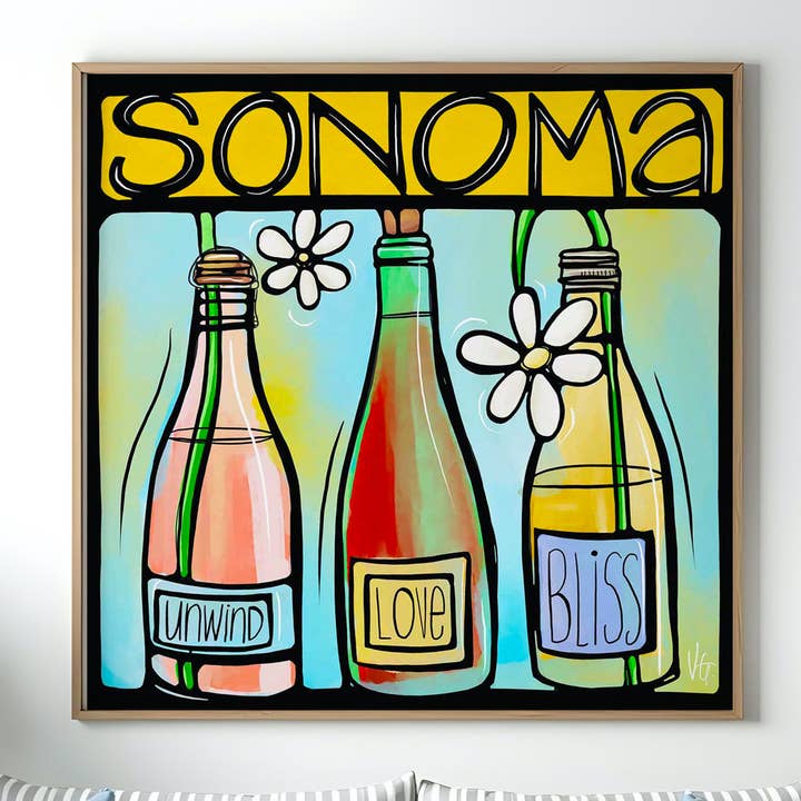 Stampa d'Arte Vino di Sonoma, Rilassati, Amore, Beatitudine - Rosé Bianco Rosso per la vendita all'ingrosso da parte di Atelier Vero Wholesale