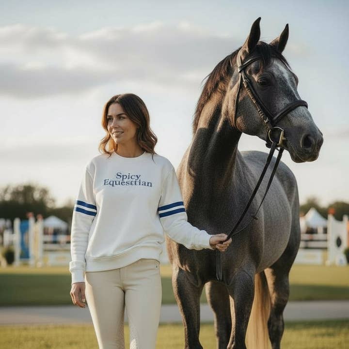 Spicy Equestrian Varsity Striped Sweatshirt for wholesale by Equine & Design, LLC