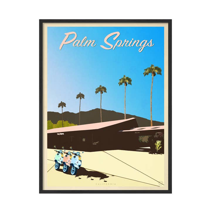 Palm Springs Vintage Style Poster | Palm Springs Wall Art for wholesale by Places & Spaces Art Co. Travel Prints