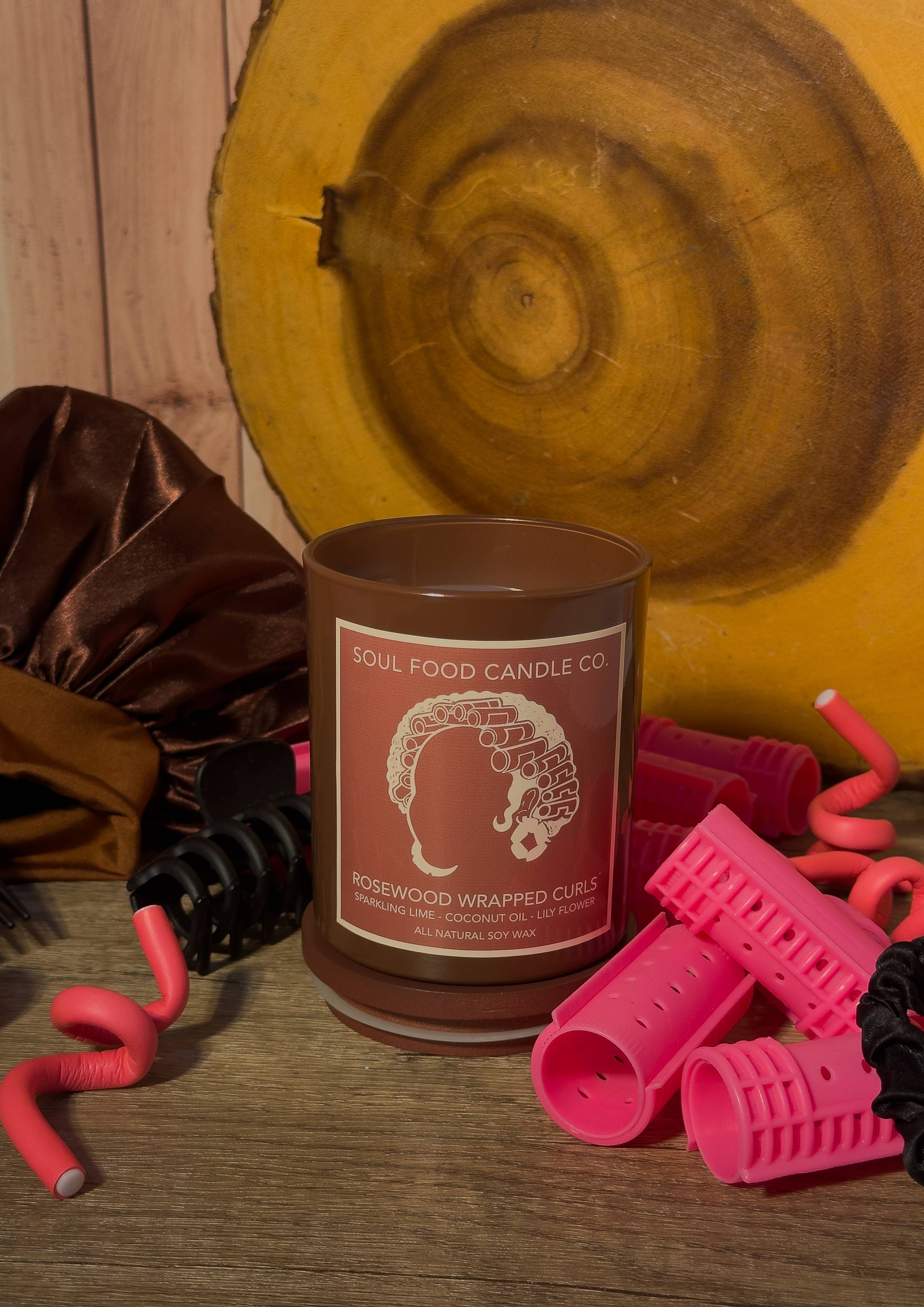 Soul Food Candle Co. - Wholesale Jar/Filled Candle - Rosewood Wrapped Curls (Copy)1