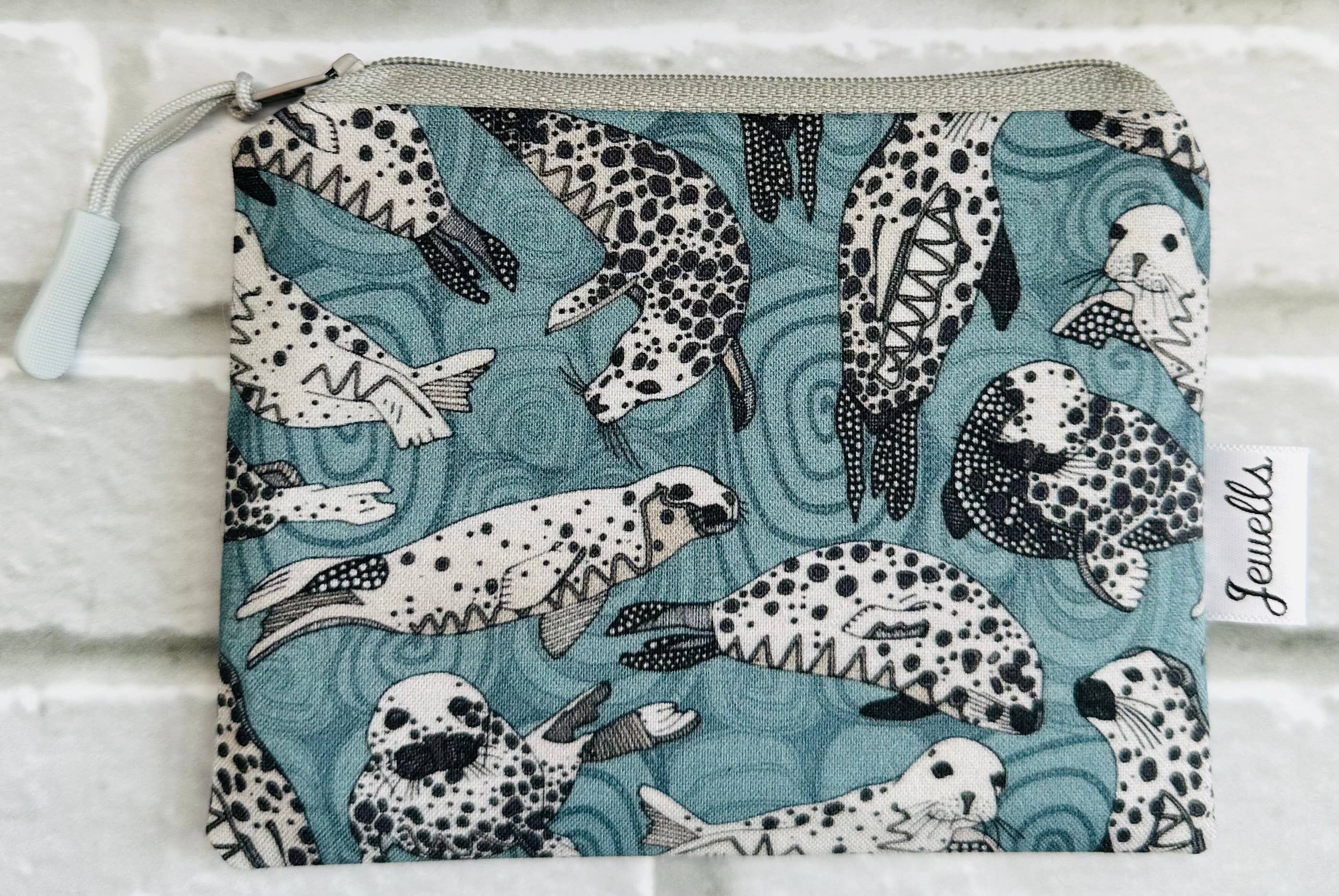 Jewells – wholesale Coin purse – Women’s – Cornish Seal blue fabric coin purse pouch3