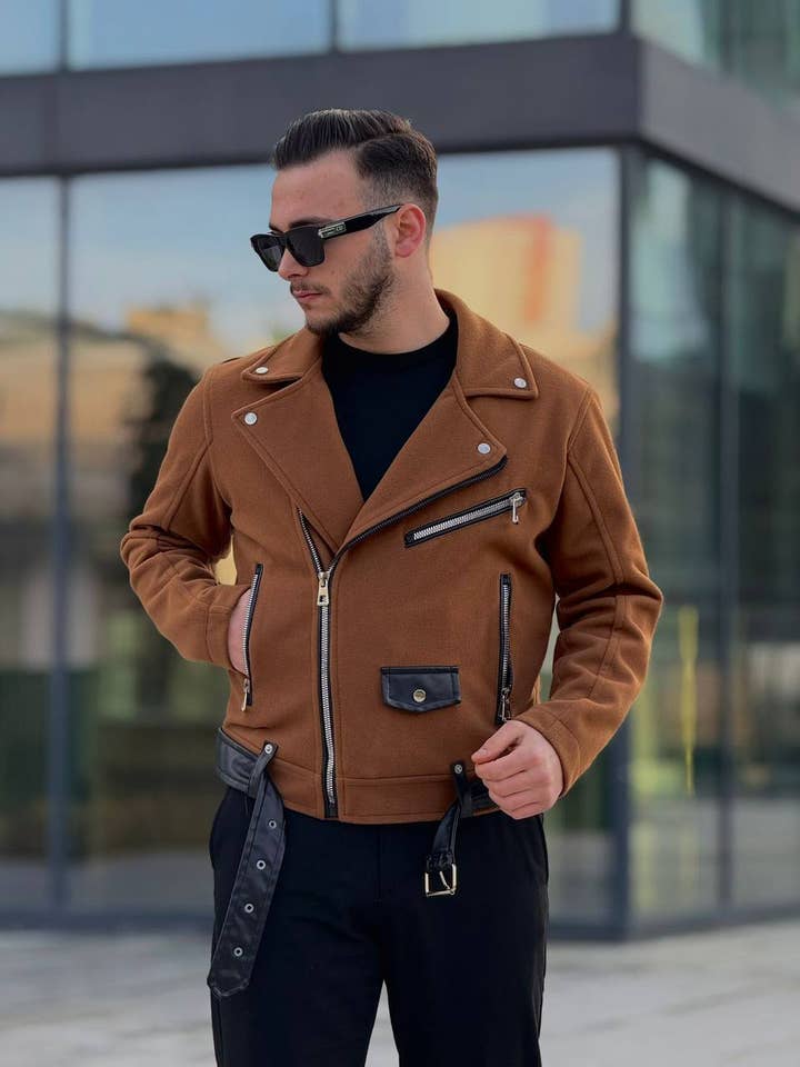 Herenjas van wol met ritssluiting en ceintuur voor wholesale door PremiumDenim