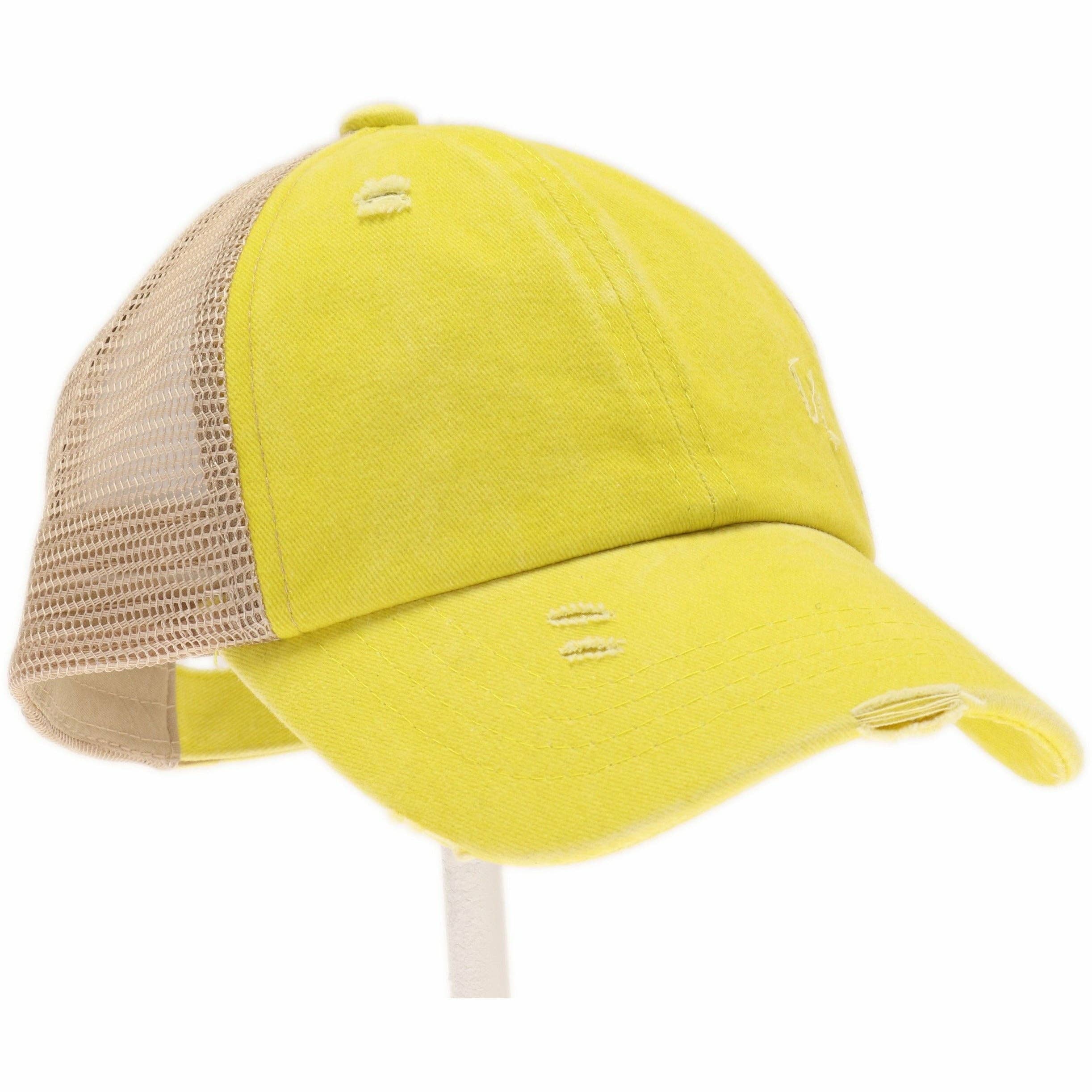 C.C Beanie - Wholesale Baseballpet - Kinderen - CC-balpet met kriskras en hoge paardenstaart voor kinderen KIDSBT6