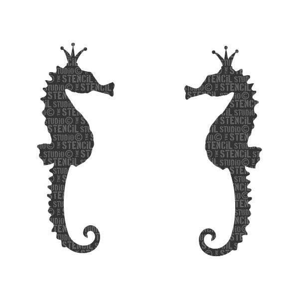 Serene Seahorses Stencil for engroshandel hos The Stencil Studio