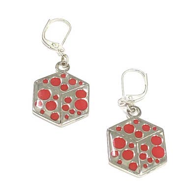 Boucles d'oreilles en forme de cube à pois pour la vente par Kinzoku