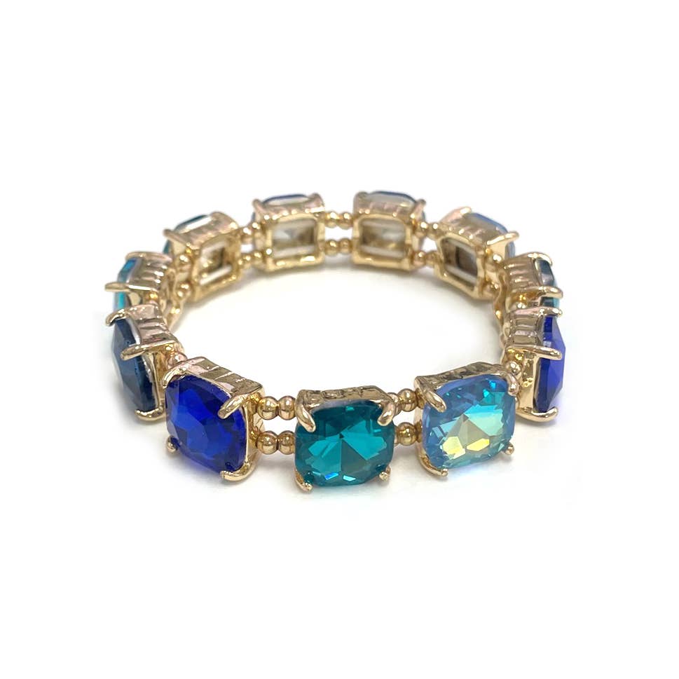 StarryNYC - Vendita all'ingrosso Braccialetto con ciondolo/pendente - Bracciale elasticizzato con cristalli in vetro tagliato a cuscino5