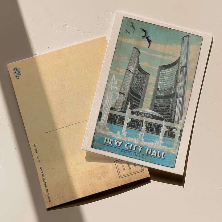 Cartolina del Nuovo Municipio di Toronto | Rob Croxford per la vendita all'ingrosso da parte di Totally Toronto Art/Sassy City Studio