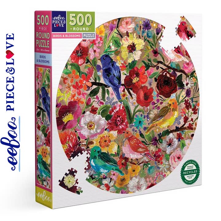 Birds & Blossoms 500pc round Puzzle | PZFBBL for wholesale by Hobby-lines