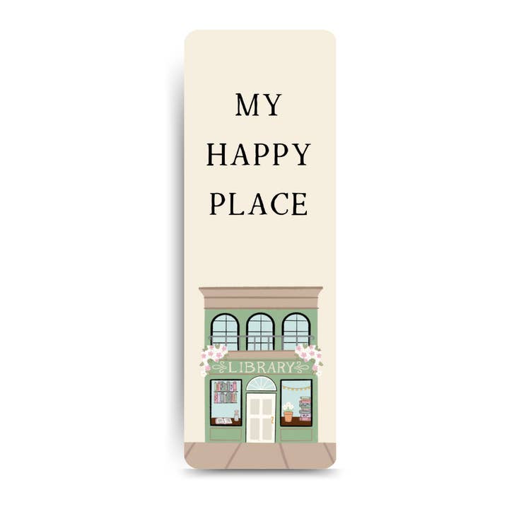 Happy Place Library | Bookmark for wholesale by Oak Shore Collective LLC