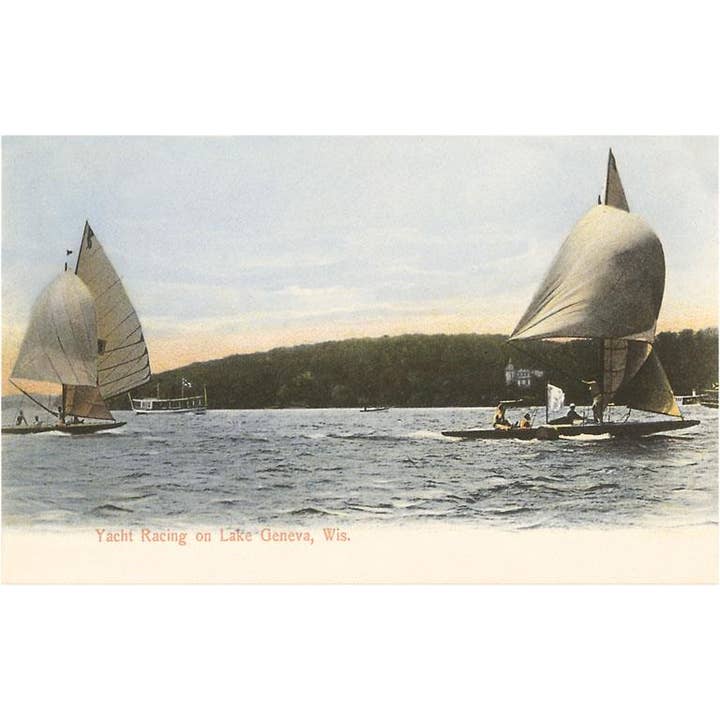 Magnet WI-119 Yacht Racing on Lake Geneva, Wisconsin for wholesale by Found Image Press