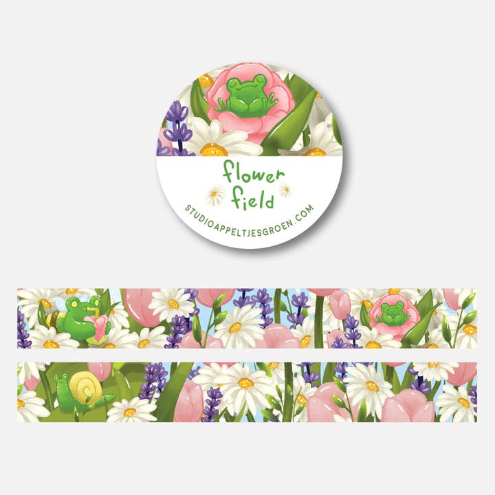 Washi tape with flowers insects and frogs for wholesale by Studio Appeltjesgroen