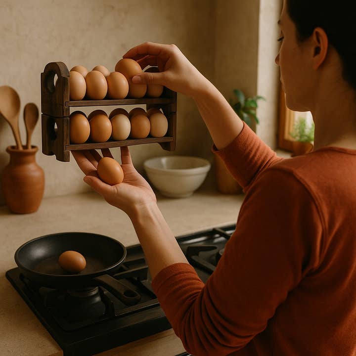 Rustic Haven Decor - Vente Coquetier - Support à Œufs en Couches pour Comptoir - Étagère en Bois Empilable.0