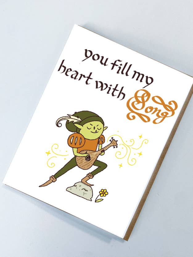 Carte d'amour Fantasy (Bard) Song pour la vente par Abby Cali Art