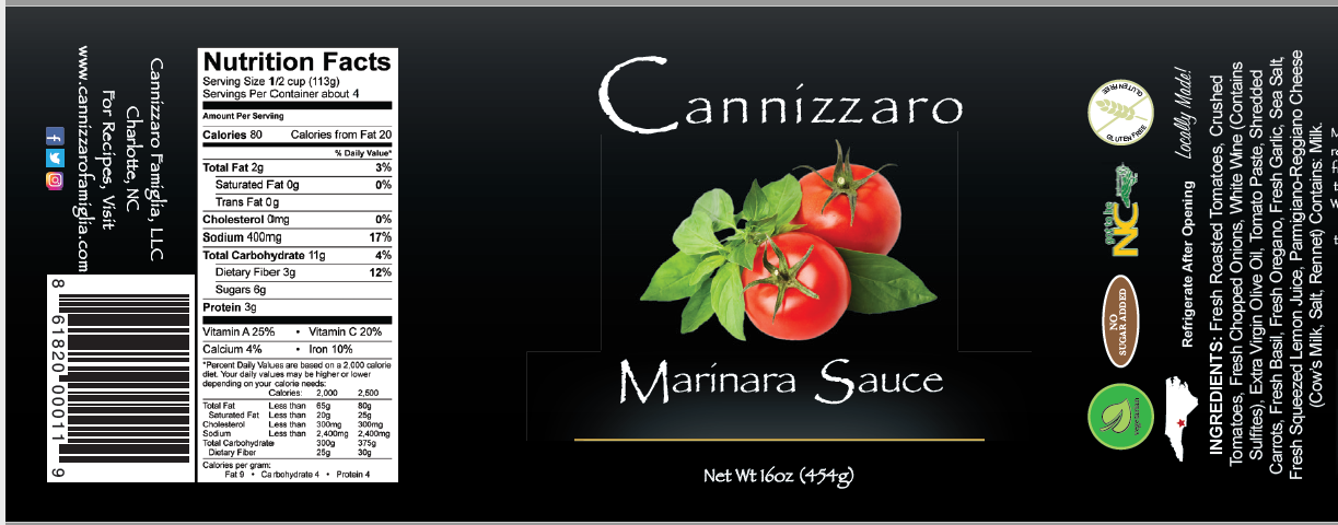 Cannizzaro Sauces – wholesale Pastasås – Cannizzaro Marinara sås - 16oz burk3