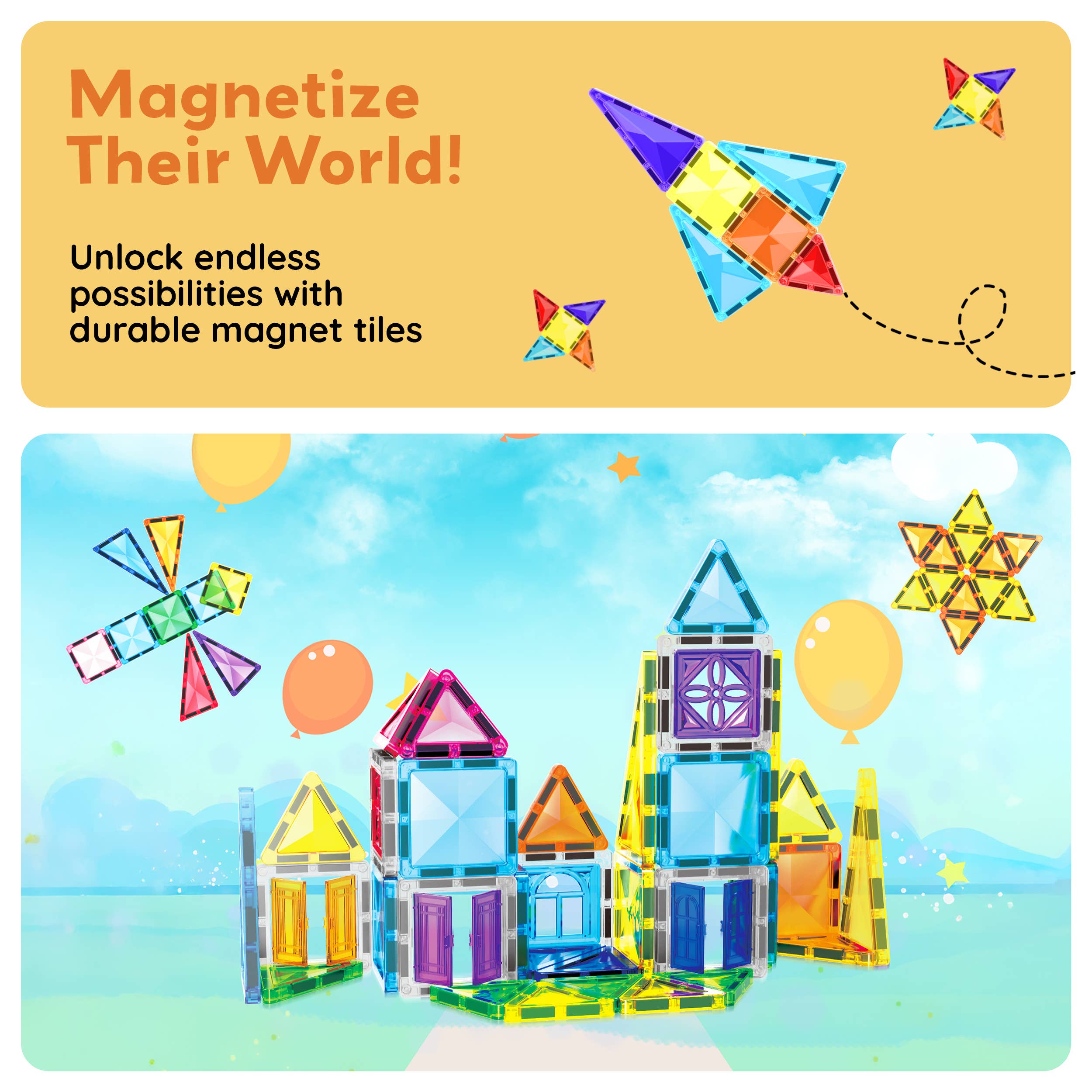 PicassoTiles - Wholesale Toy Set - Kids - PicassoTiles 48 Pieces Travel Size Magnetic Tiles Toy6