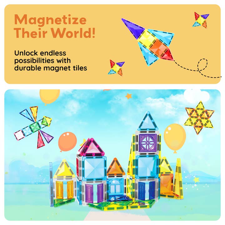 PicassoTiles - Wholesale Toy Set - Kids - PicassoTiles 48 Pieces Travel Size Magnetic Tiles Toy6