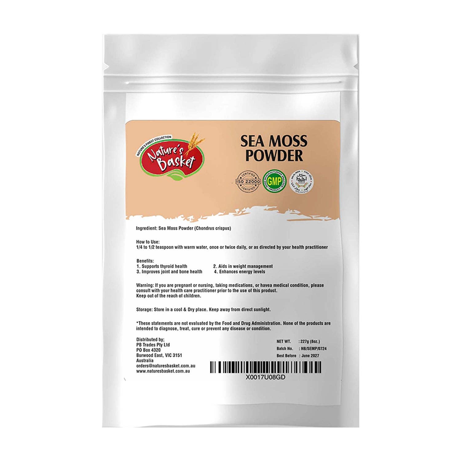 Natures Basket - Wholesale Protein/superfood powder - Nature's Basket Sea Moss (Chondrus Crispus) Powder 227g - Marine Wellness Boost1