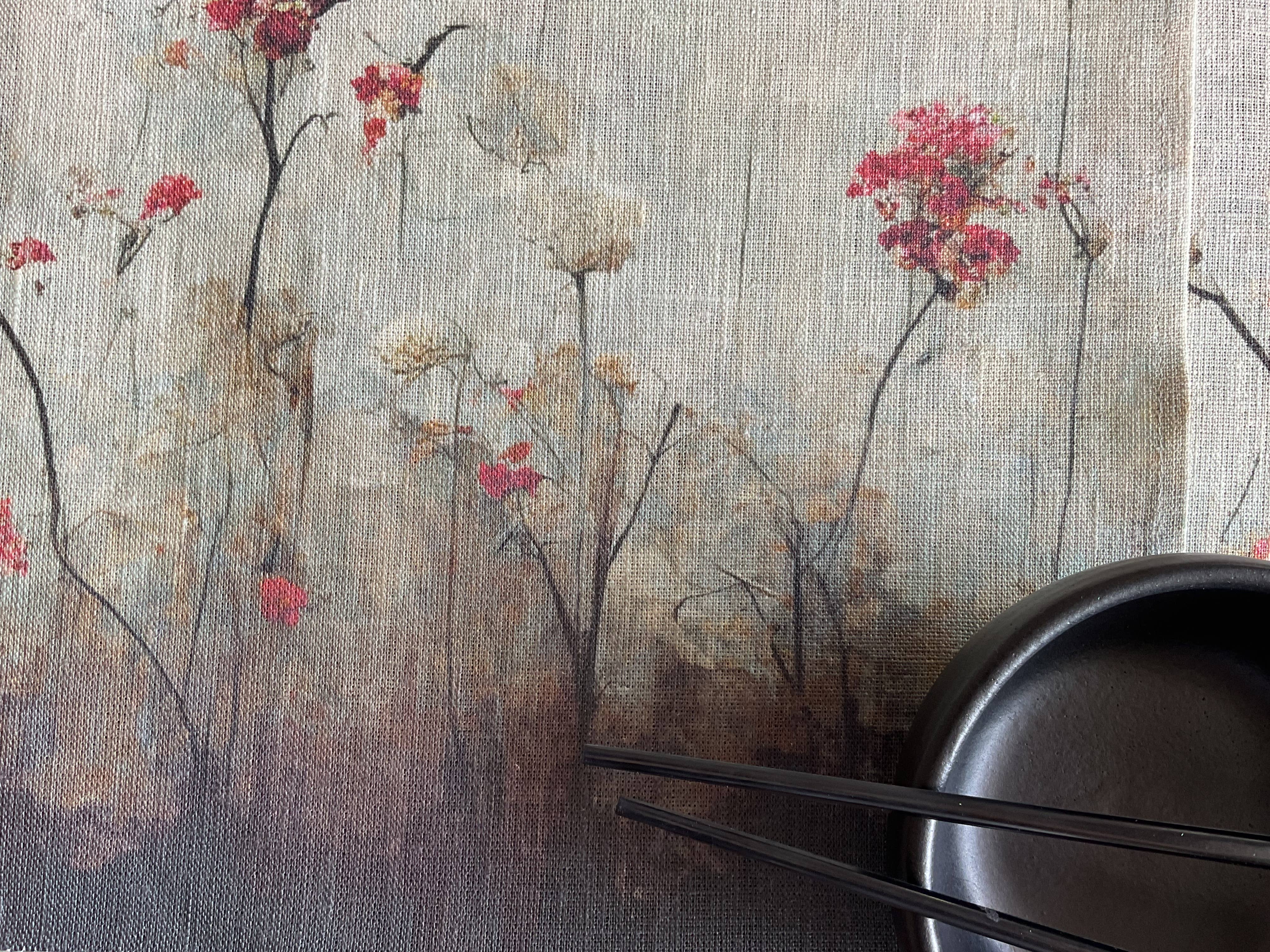 Suisse Maison de Lin – Großhandel Papier- & Stoffserviette – Japanische florale Servietten aus natürlichem Leinen2