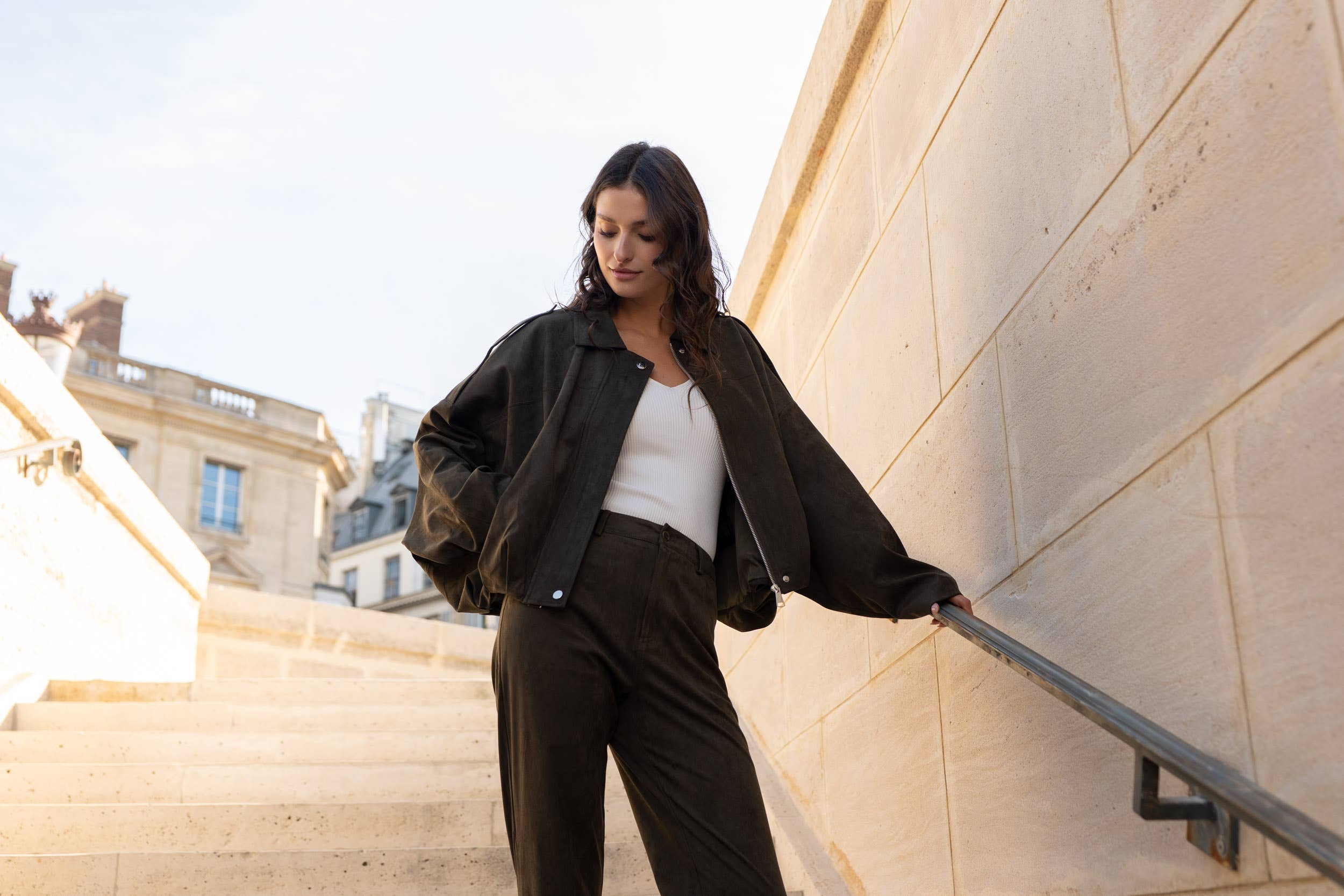 Attentif Paris - Wholesale Bomber Jacket - Women's - Oversized bomber jacket in suede with a loose fit12