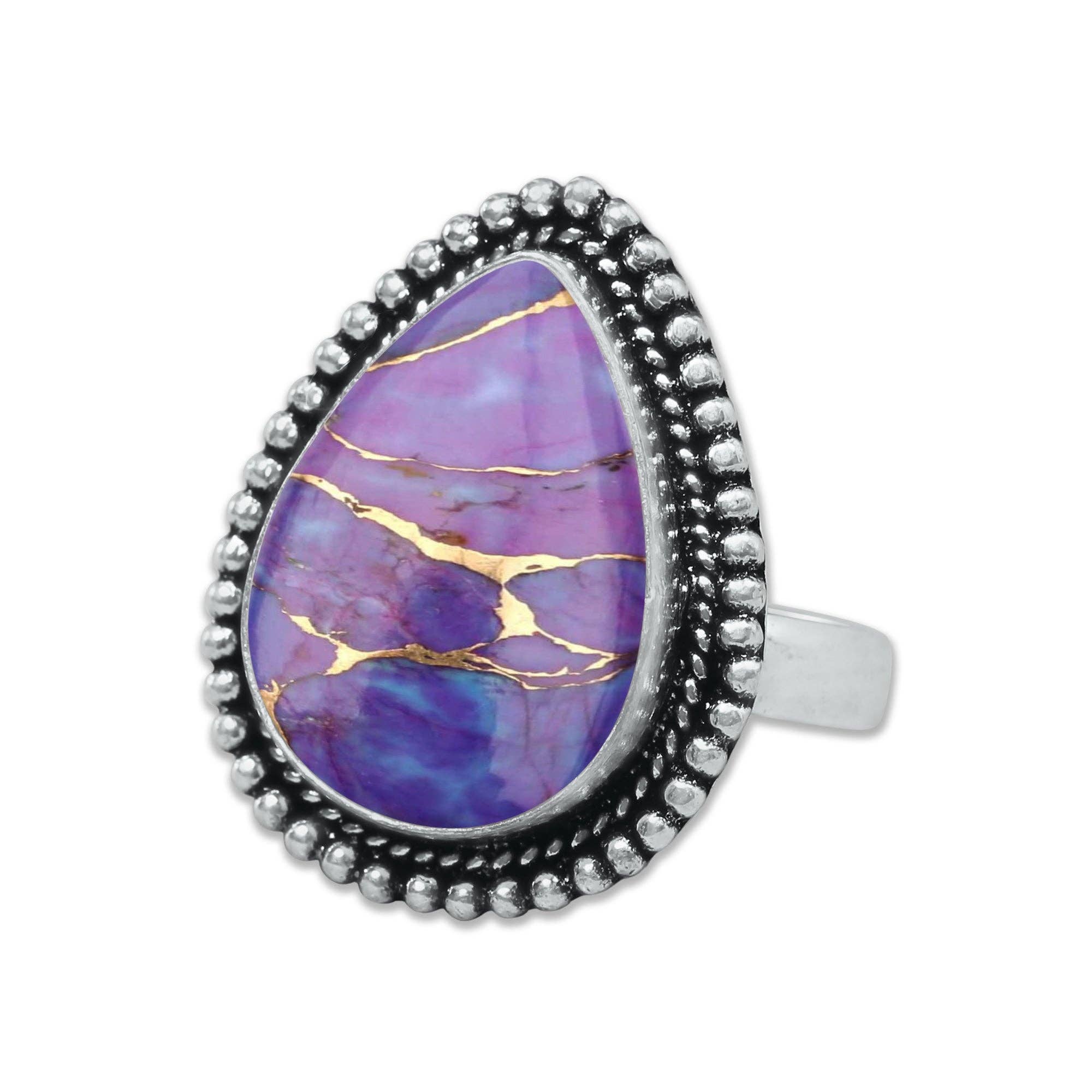Handmade Jewels - Vente Bague de cocktail/de cérémonie - Bagues en turquoise cuivrée violette – Fait main, plaqué argent, bohème (sur commande)7