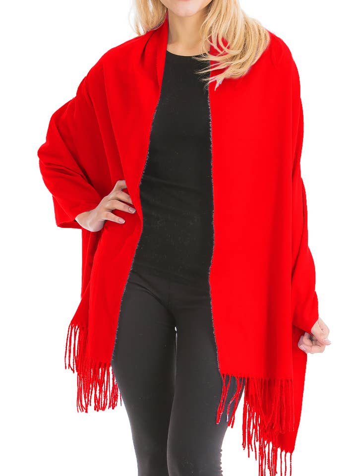 Heather Variegated Fuzzy Faux Cashmere Oblong Wrap Scarf for wholesale by Cap Zone