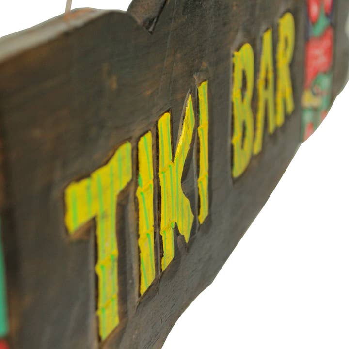 Zeckos - Wholesale Sign - 39 In. Hand Carved `Tiki Bar` Wood Sign