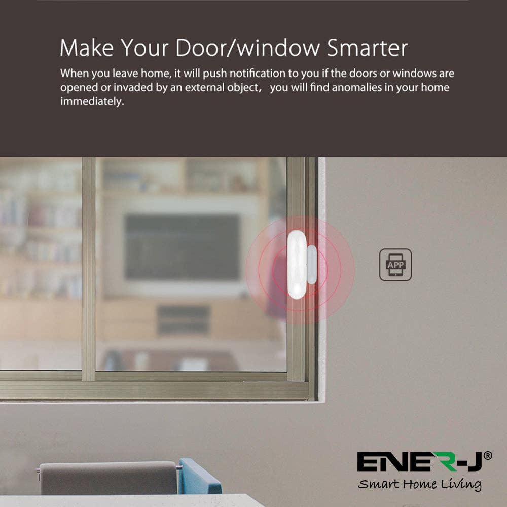 ENER-J – wholesale Safety alarm/gear – WiFi Door and Window Sensors Smart Alarm Pack of 4 No Hub12