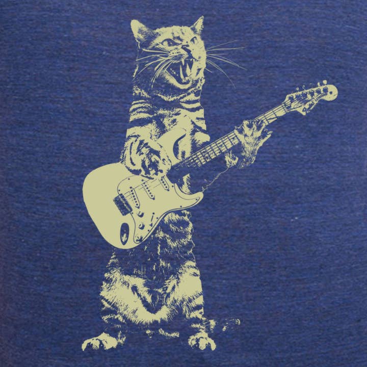 MISSION THREAD CLOTHING - Wholesale Screen Printed T-Shirt - Women's - Cat playing guitar3