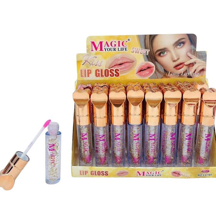 ASSORTED MAGIC YOUR LIFE HEART LIP GLOSS LC197 (24PC) for wholesale on Faire