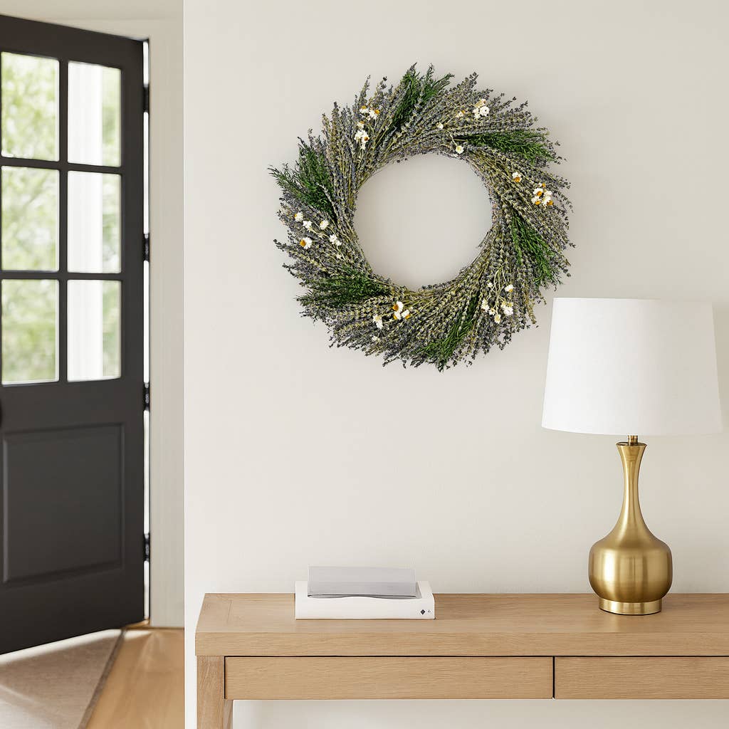 2626 Designs - Venta al por mayor Corona - Corona decorativa de lavanda seca preservada auténtica en color morado9