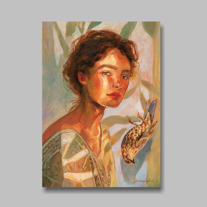 Postal, DIN A6, mulher, codorniz por atacado de Atelier No.1