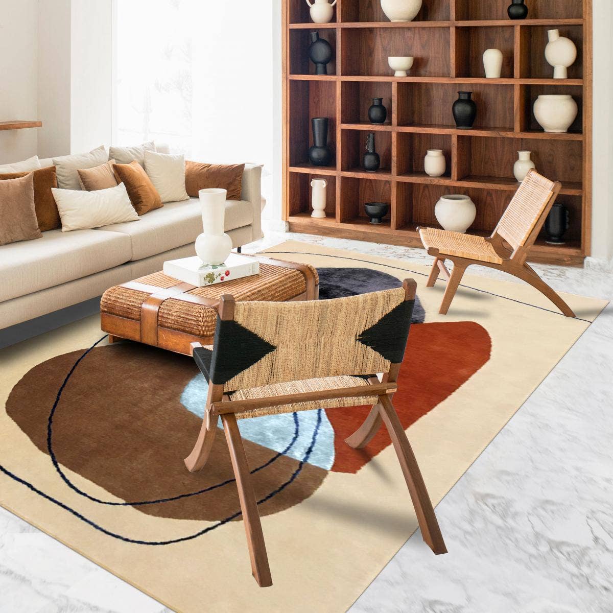 O&Ko - Wholesale Rug Pad - Living Room Rug 200X290Cm Azur Beige Handmade Rug1