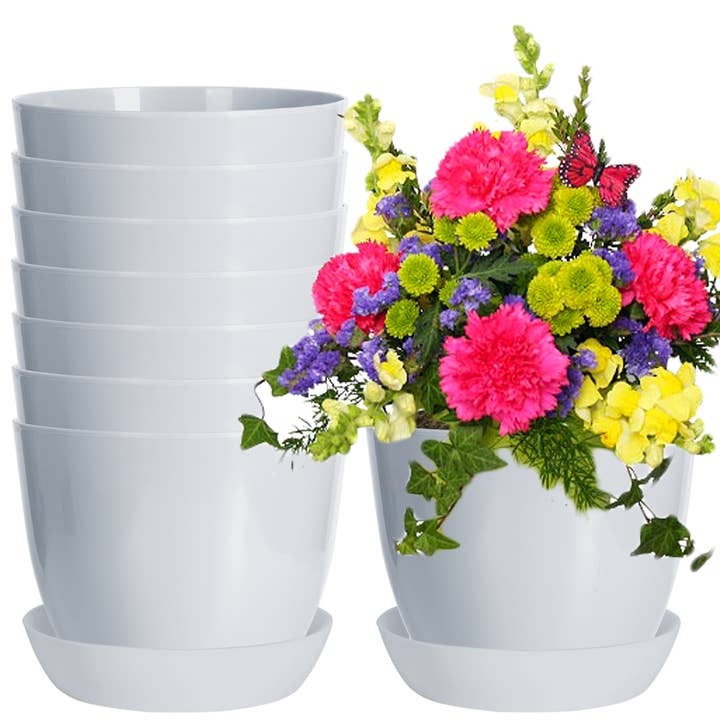 Youngever - Wholesale Plant Pot - Youngever 8 Pack 5.5 Inch Plastic Planters Flower Plant Pots
