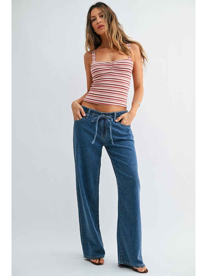 JBD - Wholesale Jeans - Women's - DP795-L - MD - Lightweight Linen Drawstring Wide Leg