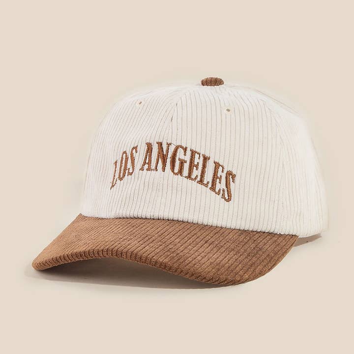 Los Angeles Embroidered Corduroy Trucker Hat for wholesale by Anarchy Street