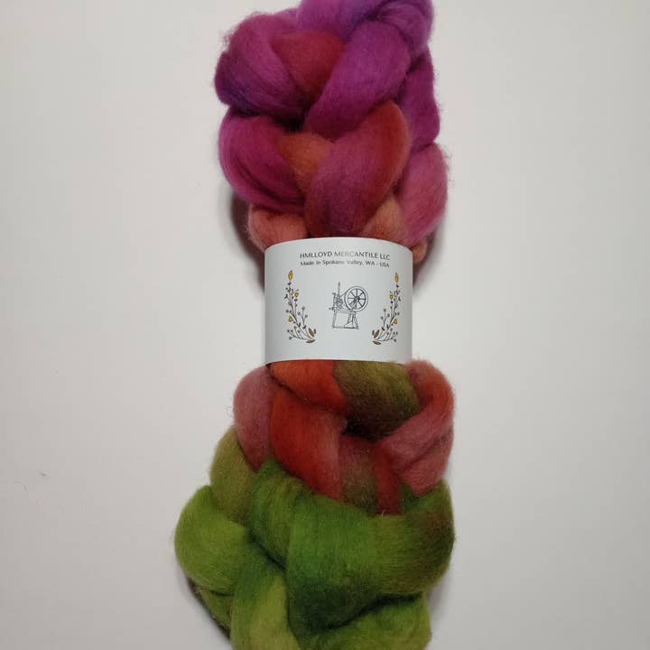 Hand Dyed Roving - Cheviot - 100 gram Braids for wholesale by HMLLOYD MERCANTILE LLC