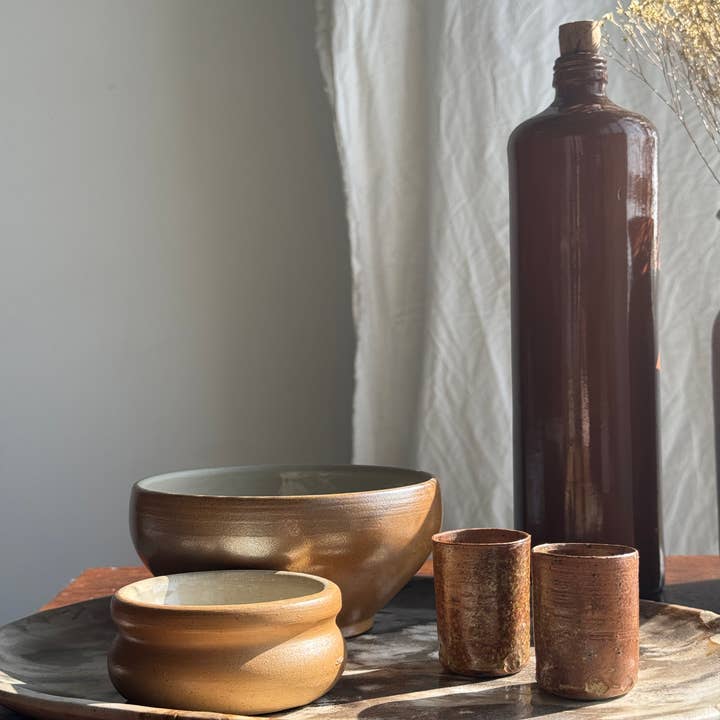 Office Objets - Wholesale Decorative Plate/Dish/Bowl - Large stoneware salt cellar made in France D8.53