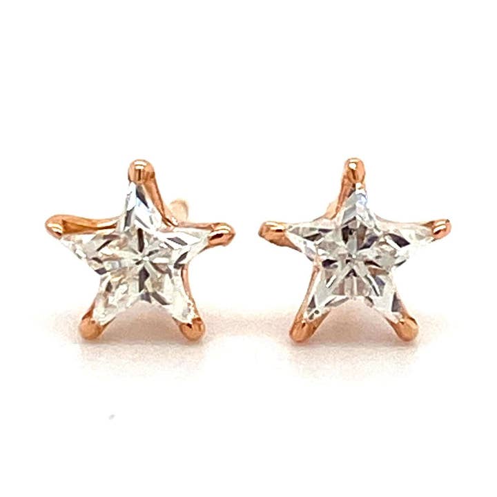 18K guld solide stjerneformede diamant ørestikker for engroshandel hos Izakov Fine Jewelry
