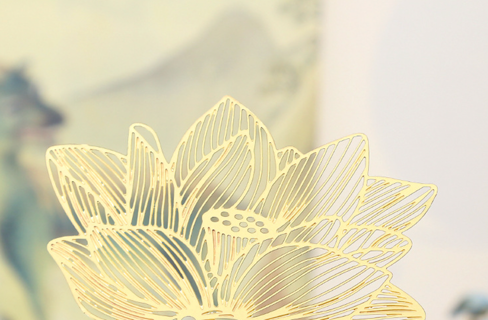 Bright MacMing - Wholesale Bookmark - Golden Lotus Metal Bookmark1