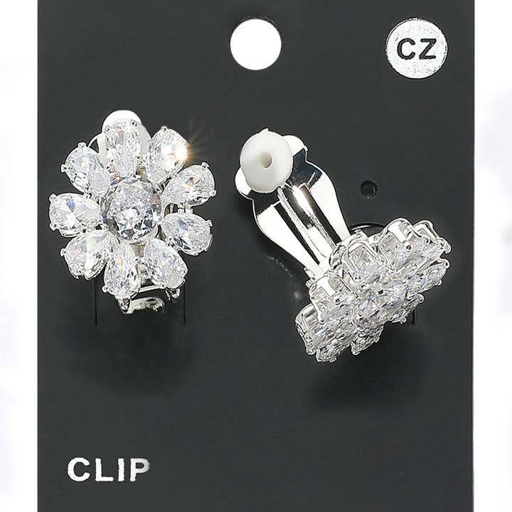 Brincos de Pressão com Pedra CZ Flor para a Noite por atacado de Madeline Love