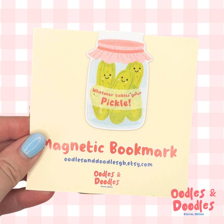 Pickle Jar Magnetic Bookmark | Whatever Tickles Your Pickle for wholesale by Oodles & Doodles