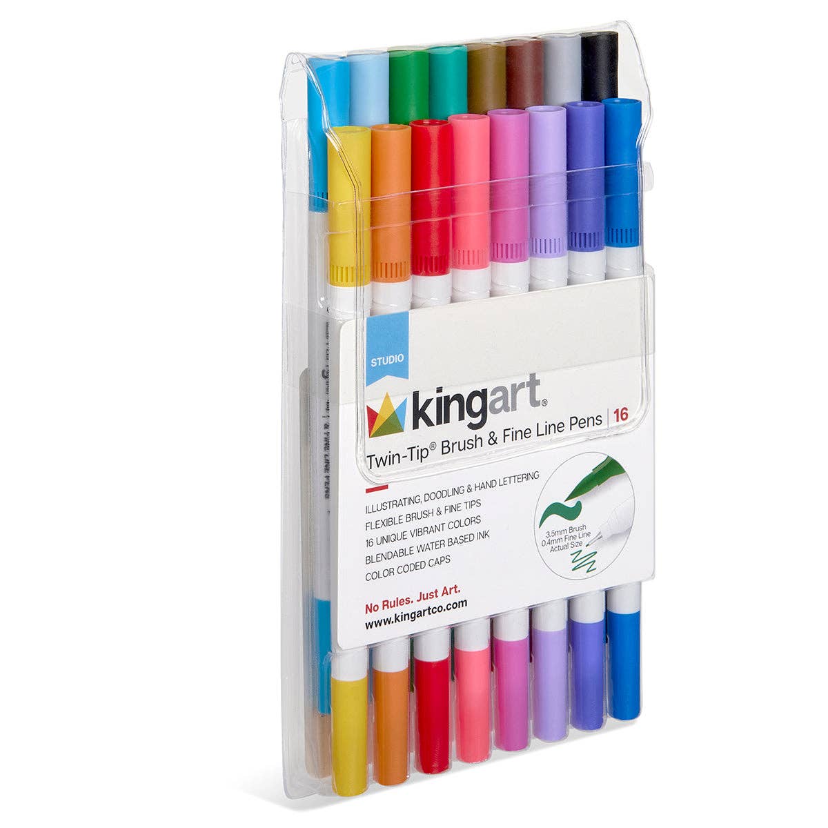 KINGART – wholesale Marker – Twin-Tip™ Brush & Fine Coloring Markers 16 Colors2