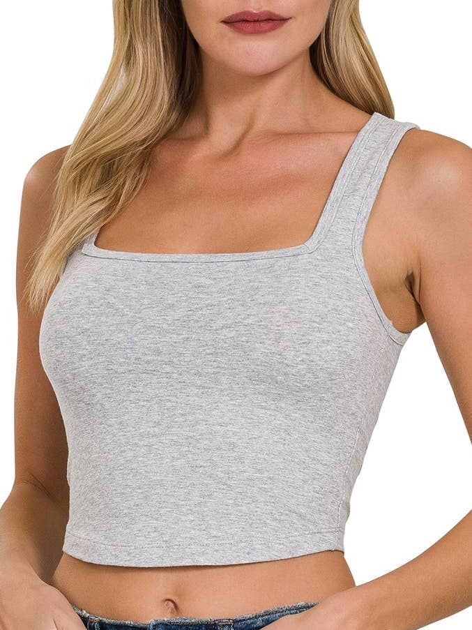 Cotton Square Neck Cropped Cami Top for wholesale by Vanilla Monkey